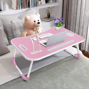 Foldable Couch Laptop Desk with Fan, Light & Drawer